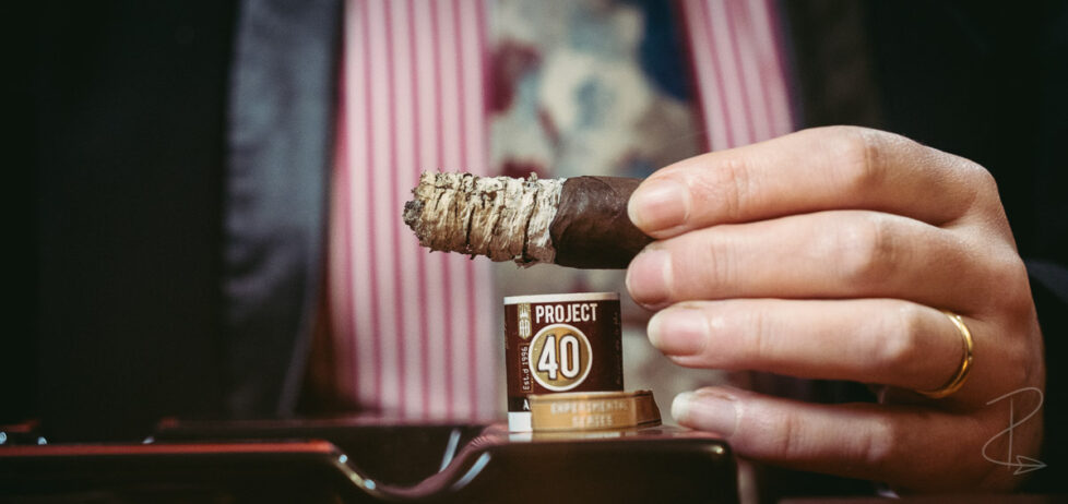 The beautiful ash on the Alec Bradley Project 40 Experimental Series Maduro cigar