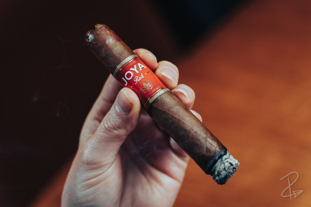The perfect construction of the Joya Red Robusto in the first third